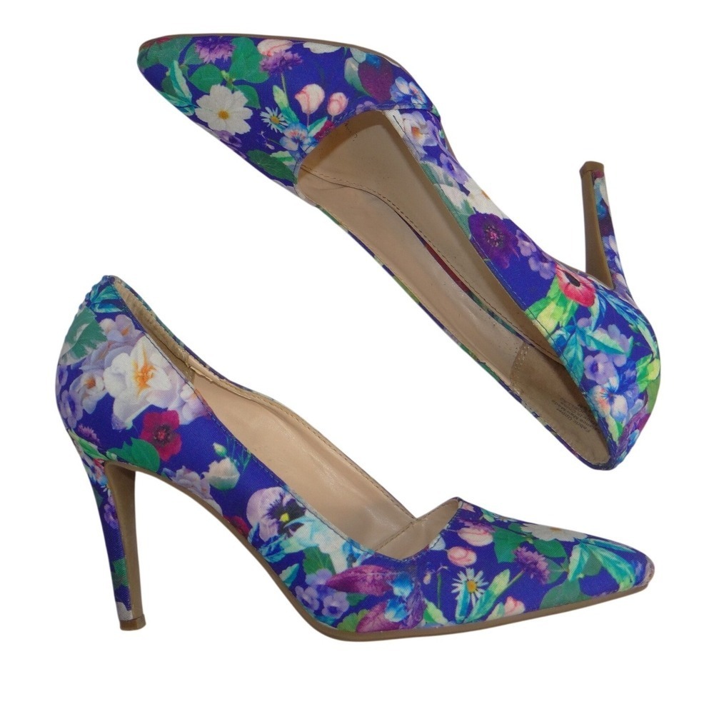 Bar III Womens Purple Floral Pointed Toe Stiletto Pumps Size 6.5 Dress Shoes